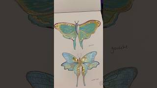 Metallic gouache vs metallic watercolors 😌🎨🦋gouache metallicpaint watercolorpainting [upl. by Ajssatan]