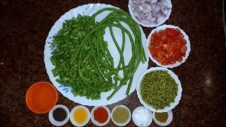 बीन्स और साबुत मूंग दाल की सब्जी  Barbati Ki Sabji  How to make Long beans  Long beans sabzi [upl. by Elynad]