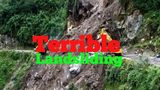 Terrible Scenes of Landsliding  Dangerous Landslide travelism landsliding [upl. by Cattier]