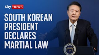 South Korean President Yoon Suk Yeol declares state of martial law [upl. by Dnaleel292]