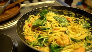 Vapianos Gamberetti e Spinaci ASMR 4k video Creamy Spinach amp Prawn pasta [upl. by Etessil10]