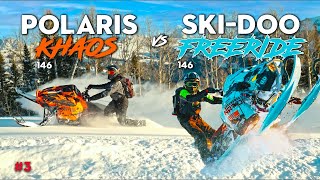 SkiDoo Freeride vs Polaris Khaos 9R  Battle of the 146s [upl. by Strade]