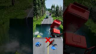 Dump trucks vs water pit 16  BeamNG drive beamngdrive carsvsmassivepotholespart2 automobile [upl. by Kristen]