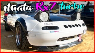 Drifting Mazda MX5 with Mazda Rx7 Turbo Engine  🔰 Miata Rotary sound [upl. by Ronnoc708]