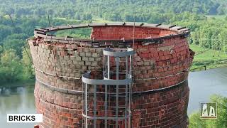 Brick Chimney Drone Inspection amp Demolition [upl. by Alekat]