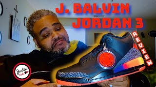 J Balvin x Jordan 3 Black Sunset Sneaker Review [upl. by Cornelius]