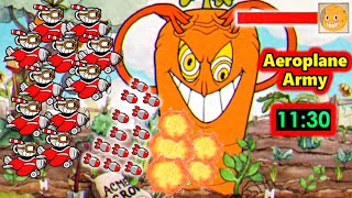 Cuphead  All Bosses Speedrun With Cuphead Army Using Aeroplane Bomb Only [upl. by Vez]