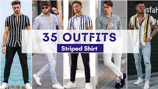 35 Striped Shirt Outfit Ideas For Men 2022  Mens Fashion  SUMMER 2022 [upl. by Horatio]