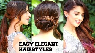 3 EASY Elegant Romantic Hairstyles  Indian Party Hairstyles For Medium To Long Hair BBLUNT [upl. by Binnie]