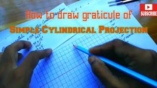 How to draw graticule of Simple Cylindrical Projection in Hindi [upl. by Allista525]