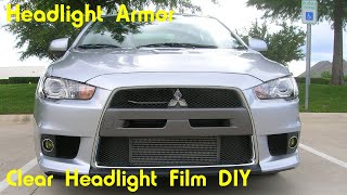 Clear Headlight Protection Tint Film DIY  Mitsubishi EVO X  Headlight Armor [upl. by Lazes940]