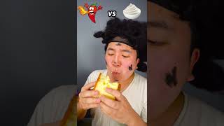 Spicy Sauce vs whipped cream Emoji food Challenge  Giant Castella Mukbang Funny Video shorts [upl. by Matteo928]