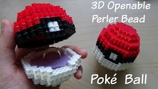 3D Perler Bead Openable Poké Ball Ring Box [upl. by Samuella]