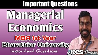 Bharathiar University MBA 1st YearManagerial EconomicsImportant Questions [upl. by Brade]