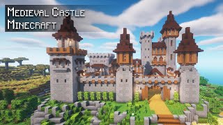 Minecraft How to build a Medieval Castle  Tutorial [upl. by Whallon]