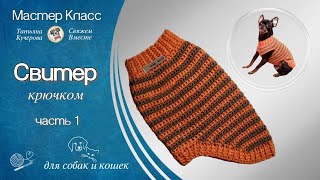 Свитер крючком для собак и кошек часть 1 [upl. by Neret]