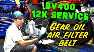 Piaggio BV400 12K Servie PART 1 Gear Oil Air Filter Belt [upl. by Hubble52]