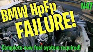 BMW HpFp Failure Dreaded Swarf in fuel N47 engine  complete fuel system replaced [upl. by Llerdnad216]