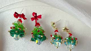 Pree Order Korean Sweet 3D Bowknot Christmas Tree Earing For WOMAN Green Crystal X Mas 🎄🎄🎄 [upl. by Macpherson]