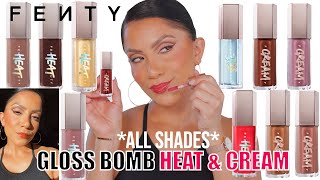 FENTY BEAUTY HEAT amp CREAM GLOSS BOMB all shades  NATURAL LIGHTING LIP SWATCHES  MagdalineJanet [upl. by Sayer]