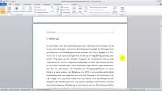 Wissenschaftliche Arbeit 1 mit Word 2010 formatieren [upl. by Farver]