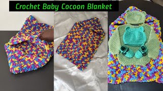 Crochet Baby Cocoon Blanket for 0 to 3 Months using Baby Chenille Yarn [upl. by Idnyl407]