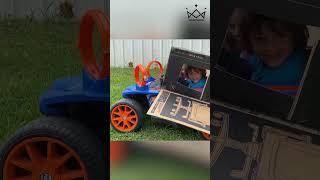 Hot Wheels Power Wheel Fun  DIY Cardboard Shield amp Hilarious Trash Runs [upl. by Cestar]