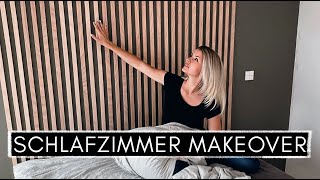 Low Budget DIY Lattenwand  Slatwall selber machen amp IKEA Bett Hack  Schlafzimmer MAKEOVER [upl. by Den]