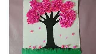 how to make beautiful paper tree artDIY wall hangingTree wall decor idea [upl. by Tymon442]