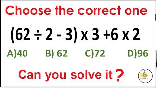 Quiz 202  Which one is Correct  62 ÷ 2  3 x 3 6 x 2 [upl. by Hearsh]