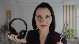 ASMR Hearing Test ear exam whispered words headphone beeps tuning fork [upl. by Clotilde576]