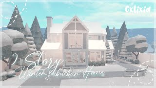 2 story suburban winter home 75k exterior  bloxburg house build [upl. by Nahshon]