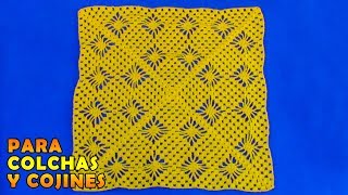 Cuadrado a crochet en punto arañas paso a paso para colchas ponchos manteles [upl. by Salzhauer]