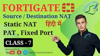 NAT configuration in FortiGate Firewall in Hindi  Class  7 [upl. by Isidoro361]