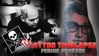 Tattoo Time Lapse  Fernie Andrade  Tattoos Buddy Holly Portrait [upl. by Einamrej]