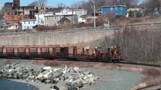 CN900 dropping rail at Mile 14 Dartmouth Subdivision 1 April 2012 [upl. by Fortuna]