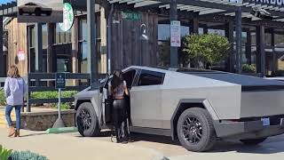 Kim Kardashian steps out for some coffee in her new Cybertruck [upl. by Suiradel]