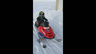 First Snowmobile Ride  Polaris Indy 120cc [upl. by Munn]