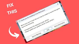 How to Fix “Unsupported CPU Detected Code AP101” in Forza Motorsport [upl. by Liddle]