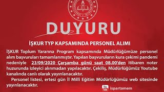 İŞKUR TYP KAPSAMINDA PERSONEL ALIMI KURA ÇEKİMİ [upl. by Allayne]