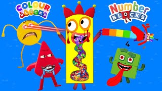 Giant Monster Numberblocks of DIVISION Alphabet Lore Colourblocks Eating Simulation by Algodoo [upl. by Ursal320]