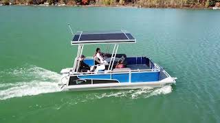 Solar Pontoon Boat 2025 Paddle King Lo Pro Solar [upl. by Axe635]