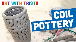 Coil Pottery Step By Step Clay Art Tutorial  Art With Trista [upl. by Earased]