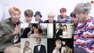 BTS Reaction to BTS x BLACKPINK · photos of kisses and weddings fmv [upl. by Supat]