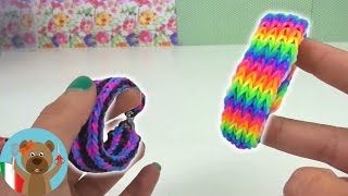 Come realizzare un braccialetto Loom Fishtail quadruplo  rainbow loom Quadrafishtail tutorial [upl. by Ebonee]