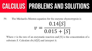 59 The MichaelisMenten equation for the enzyme chymotrypsin is v014S0015S [upl. by Melak]