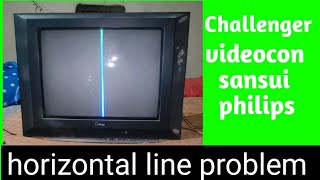 videocon slim tv horizontal line problem  horizontal line is videocon crt tv [upl. by Solracsiul706]