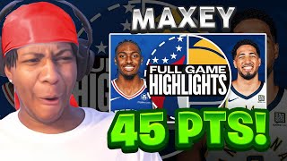 MAXEY 45 PTS Lvgit Reacts To 76ERS at PACERS  FULL GAME HIGHLIGHTS  October 27 2024 [upl. by Ttezil]