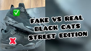 FAKE VS REAL BLACK CAT 4s Street Edition [upl. by Lyssa684]