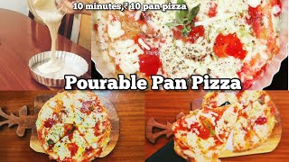 Pan PizzaPourable Pan Pizza10 minutes₹ 10 pan pizzaLazy pourable pan pizzaPizza recipePIZZA [upl. by Jayne978]